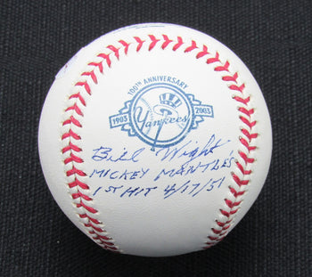 Bill Wight Signed/Auto Yankees 100Th Oml Baseball