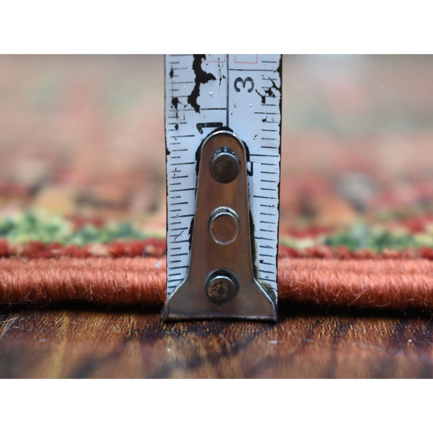 2'X3' Tomato Red Elephant Feet Design 100% Wool Hand Knotted Rug