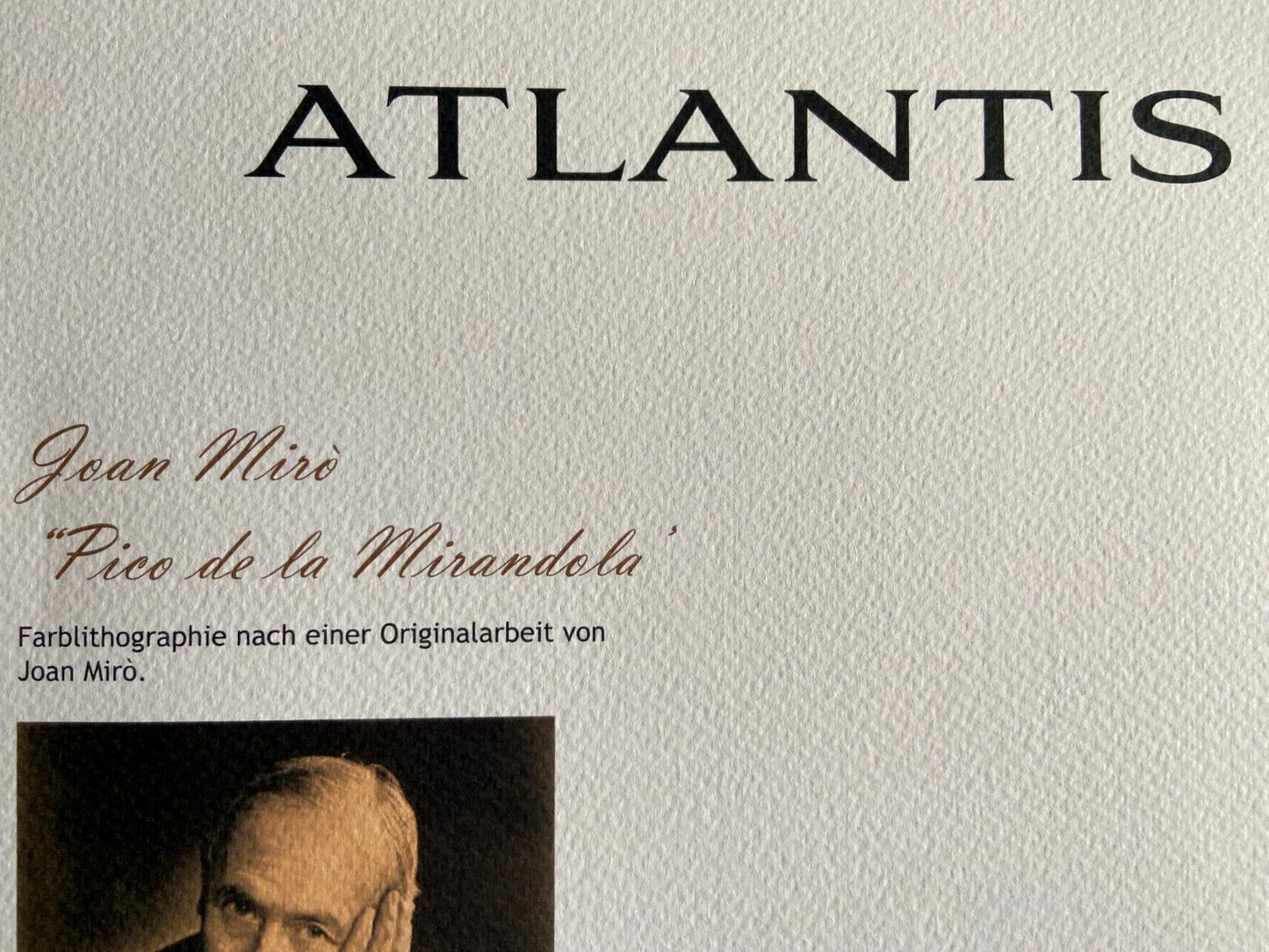 Joan Mir 'Pico De La Mirandola' Lithograph Signed Op Numbered In Pencil