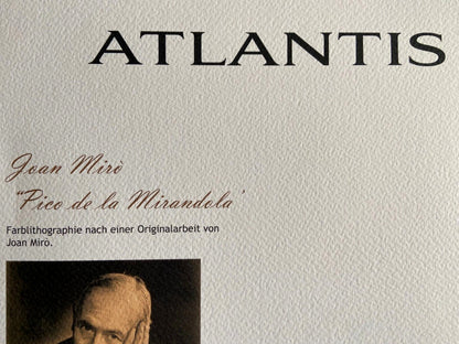 Joan Mir 'Pico De La Mirandola' Lithograph Signed Op Numbered In Pencil
