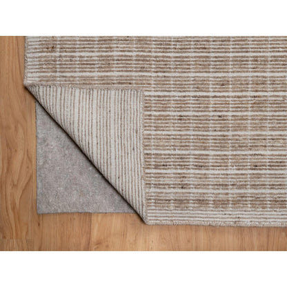 10'X14' Sand Brown Modern Plain Decor Box Design Loomed Knotted Wool Rug