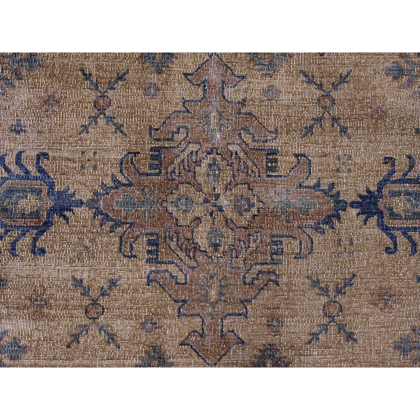 8'X9'1" Brown Overdyed Kazak Geometric Hand Knotted All Wool Squarish Rug