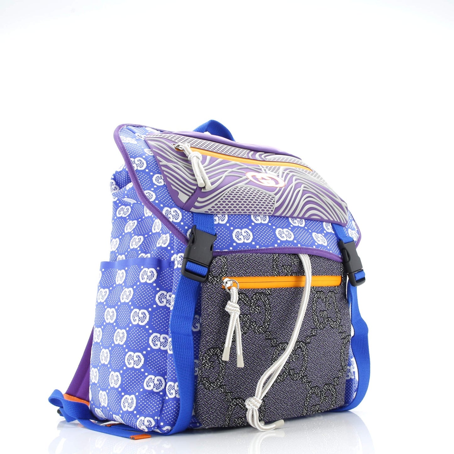 Gucci Panelled Double Buckle Backpack Gg Jacquard Nylon And Rubber Large