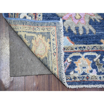 3'X9'7" Space Cadet Wool Hand Knotted Afghan Angora Oushak Runner Rug