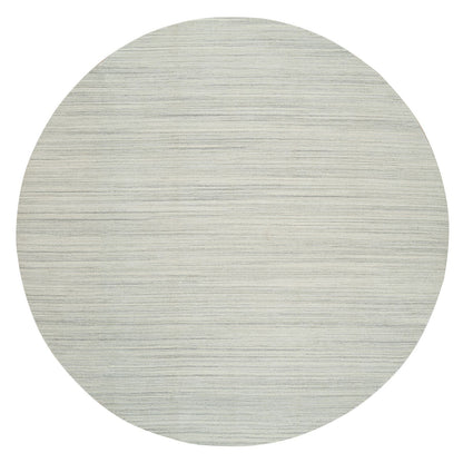 12'1"X12'1" Ivory Hand Loomed Undyed Natural Wool Modern Design Round Rug