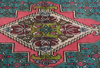 1'11 X 2'8 ft Semi-Antique Distressed Oriental Rug Muted Floral Design Carpet
