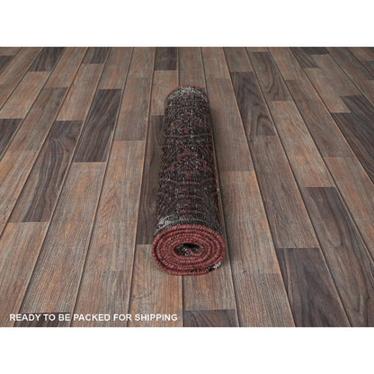 2'X7'7" Auburn Red Vintage Zoroastrian Balooch Hand Knotted Wool Runner Rug