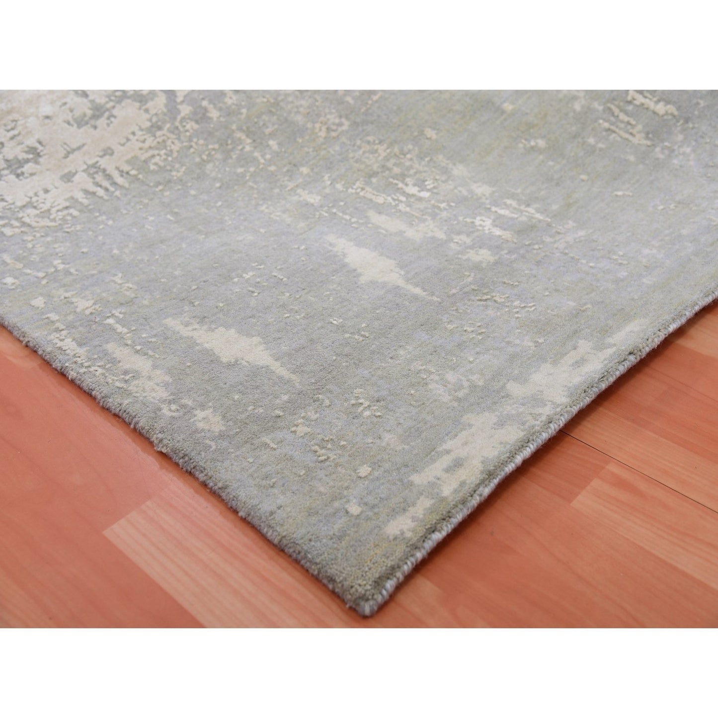 10'X14'1" Jubilee Gray Modern Abstract Design Hand Knotted Wool Silk Rug