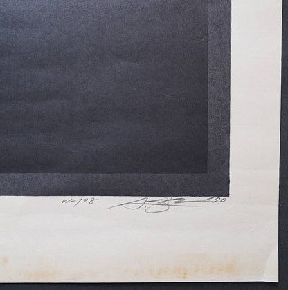 Akira Kurosaki Signed Woodblock Print Modern Art of Darkness Composition
