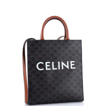 Celine Vertical Cabas Tote Triomphe Coated Canvas Small