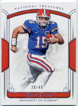 Tim Tebow 2018 Panini National Treasures Card #28/49
