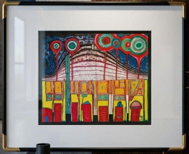 Hundertwasser 1974 Print Silkscreen COA Friedensreich Jaffe Color