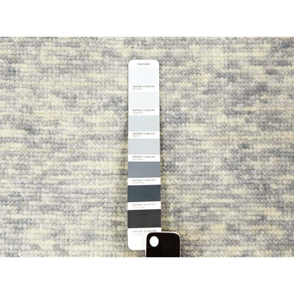 12'1"X18' Gray Art Deco Collection Soft Wool Hand Knotted Oversized Rug
