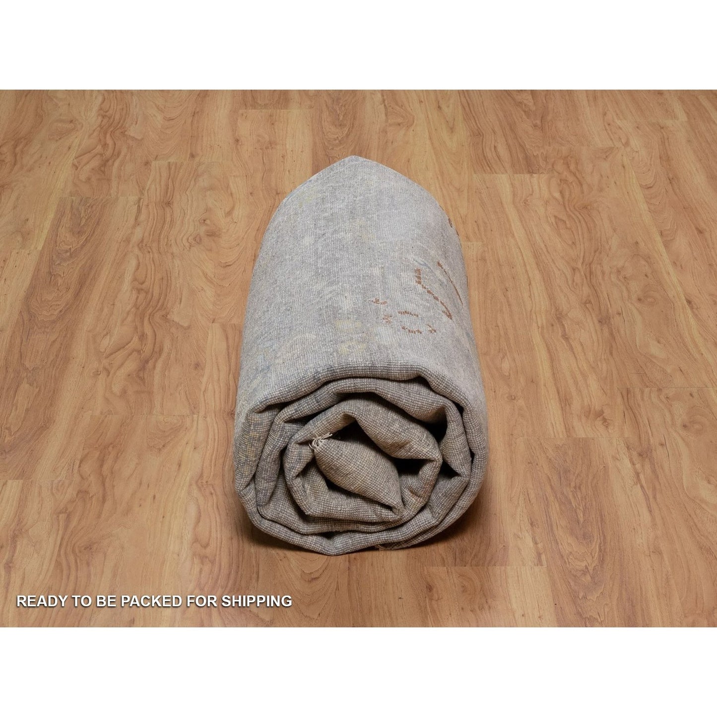 7'8"X10' Beige Hand Knotted Wool Rug Oushak With All Over Leaf Pattern