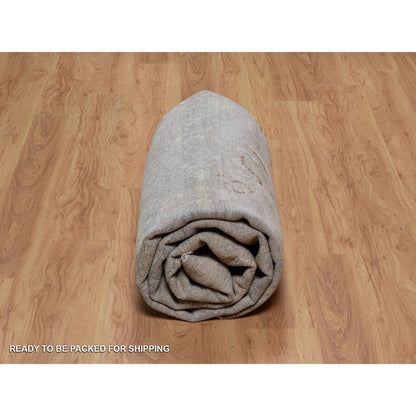 7'8"X10' Beige Hand Knotted Wool Rug Oushak With All Over Leaf Pattern