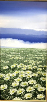 Wayan Suarmadi Oil Painting Water Flower 2001, Large Floral Landscape, Signed