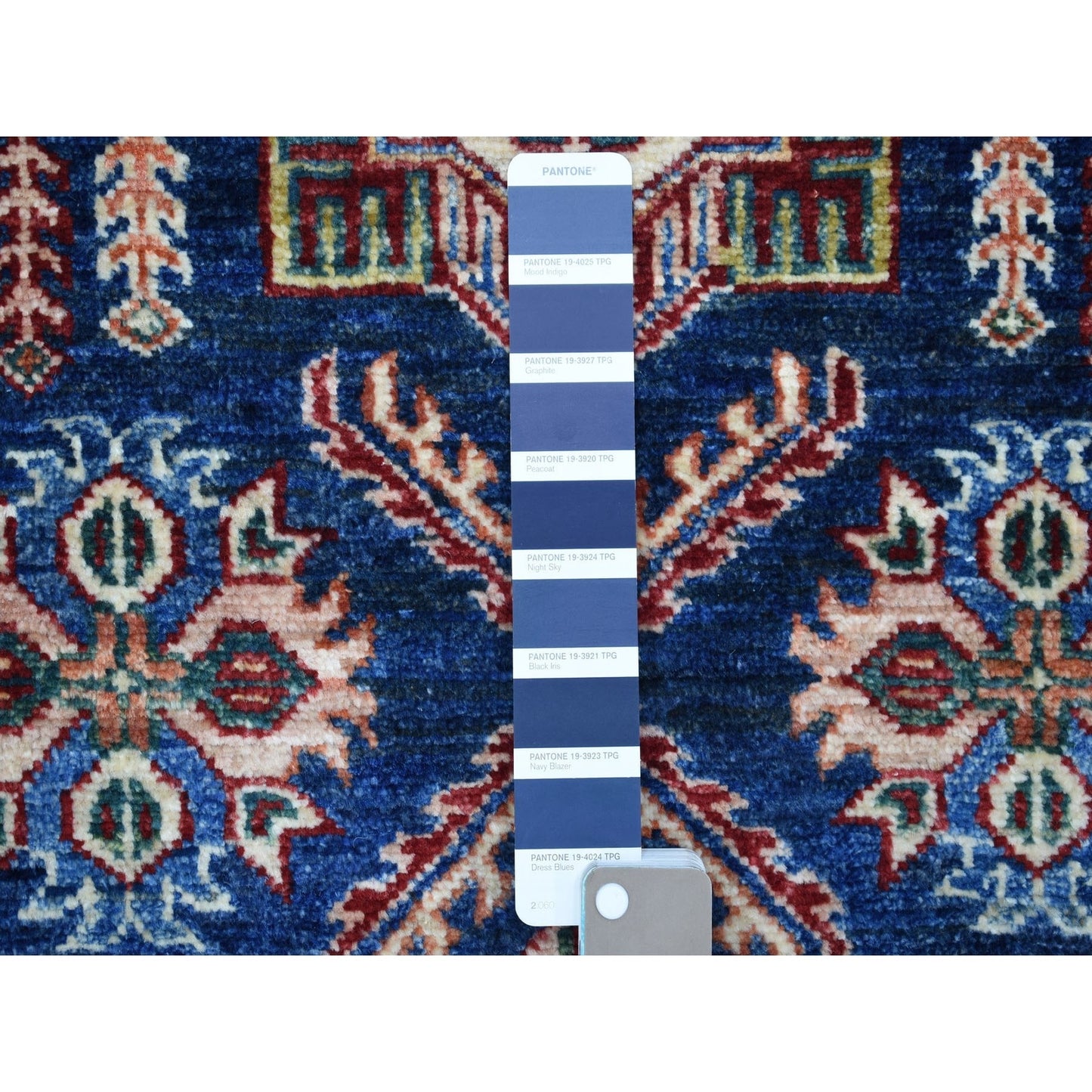 2'8"X10'5" Hand Knotted Denim Blue Extra Soft Wool Super Kazak Runner Rug