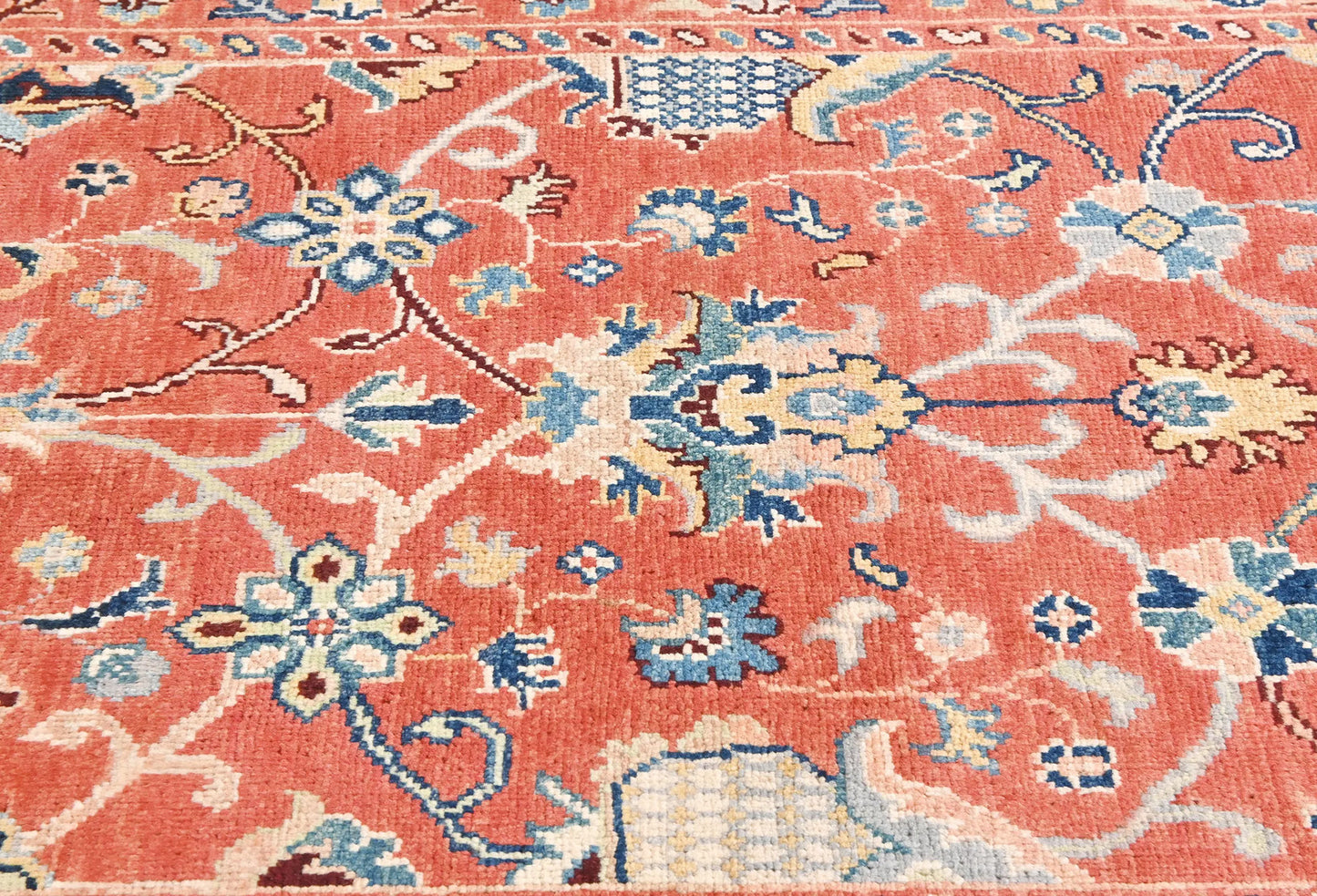 Orange Kazak Peshawar Rug 4X6 Ft Tribal Floral