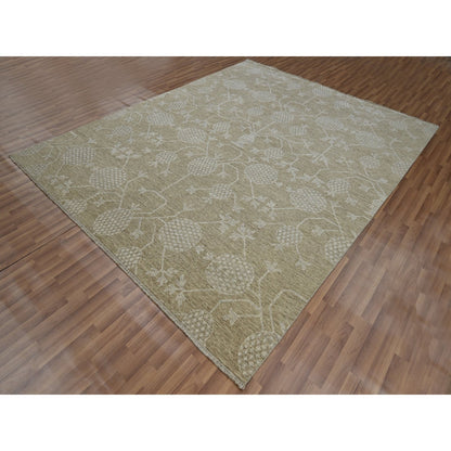 8'1"X10'1" Brown Pomegranate Design Pure Wool Hand Knotted Oriental Rug