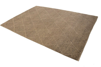 Handmade Moroccan Oriental Rug Khaki/ Beige Geometric Modern Plush Carpet 6X9 ft