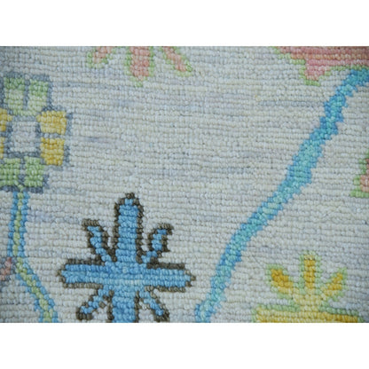 10'2"X14'1" Lace Ivory Oushak Weave And Design Pure Wool Hand Knotted Rug