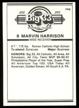 1991 Big 33 Football Classic Marvin Harrison #Pa6