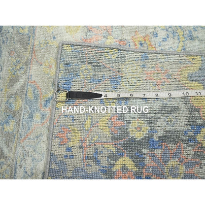 2'1"X2'10" Gray Oushak Design Wool And Pure Silk Hand Knotted Sample Rug