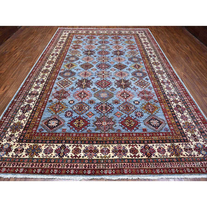 9'X12'6" Gray Afghan Super Kazak Hand Knotted 100% Wool Oriental Rug