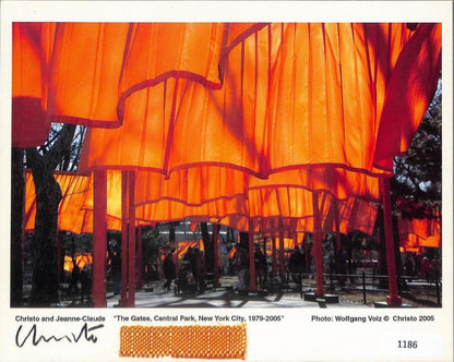 Christo And Jeanne-Claude "The Gates" - Hand-Signed Photo Print Fabric Collage