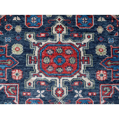 7'9"X7'9" Black Karjihooz Heris Pure Wool Hand Knotted Round Oriental Rug