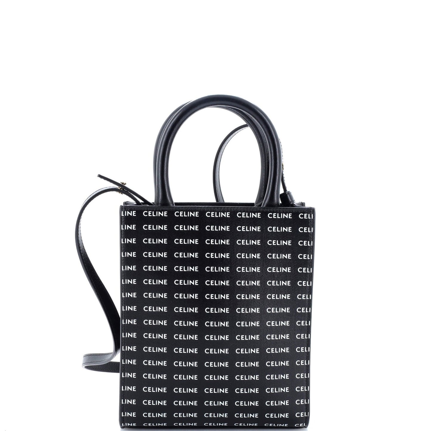 Celine Vertical Cabas Tote All Over Logo Print Leather Mini