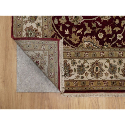 5'9"X8' Merlot Red Hand Knotted Rug Wool And Silk Indo Tebraz 300 Kpsi