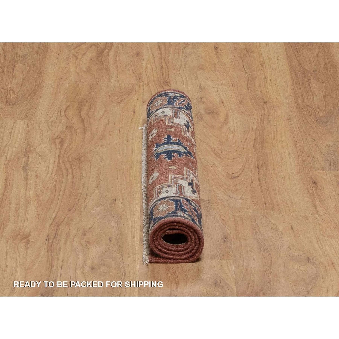 2'1"X3'2" Red Antiqued Heris Hand Knotted New Zealand Wool Sample Mat Rug