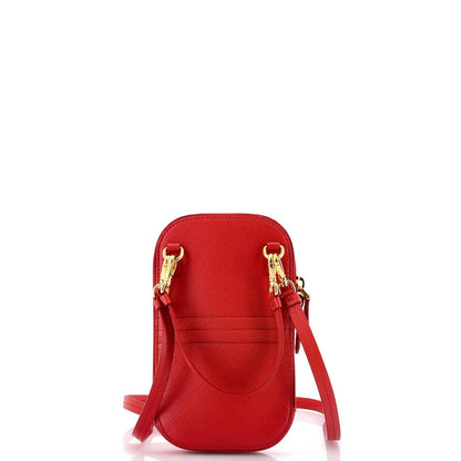 Prada Zip Phone Holder Crossbody Bag Saffiano Leather