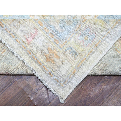 12'2"X16' Ivory Afghan Angora Oushak Hand Knotted Wool Oversized Rug