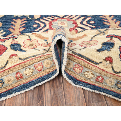 10'1"X14'1" Yale Blue Afghan Oushak Hand Knotted Wool Supple Collection Rug