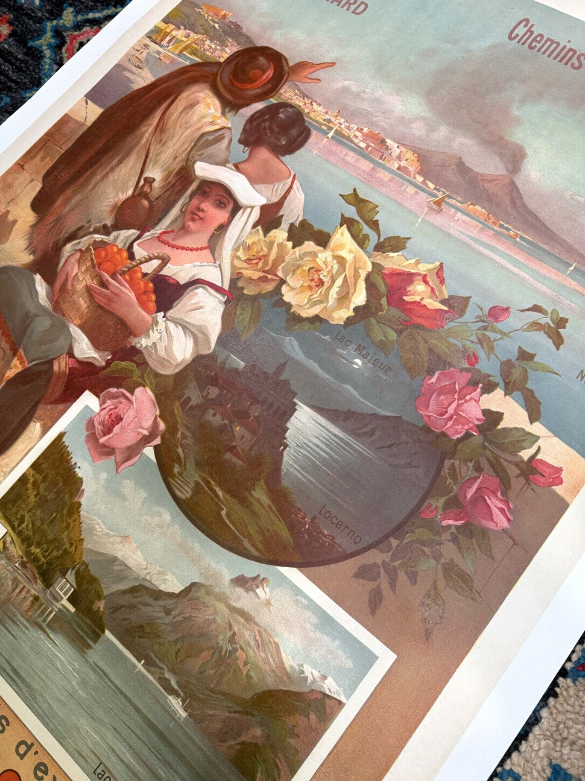 L'Italie St Gotthard Swiss By Hugo D'Alesi Original Naples 1900 Chemin De Fer