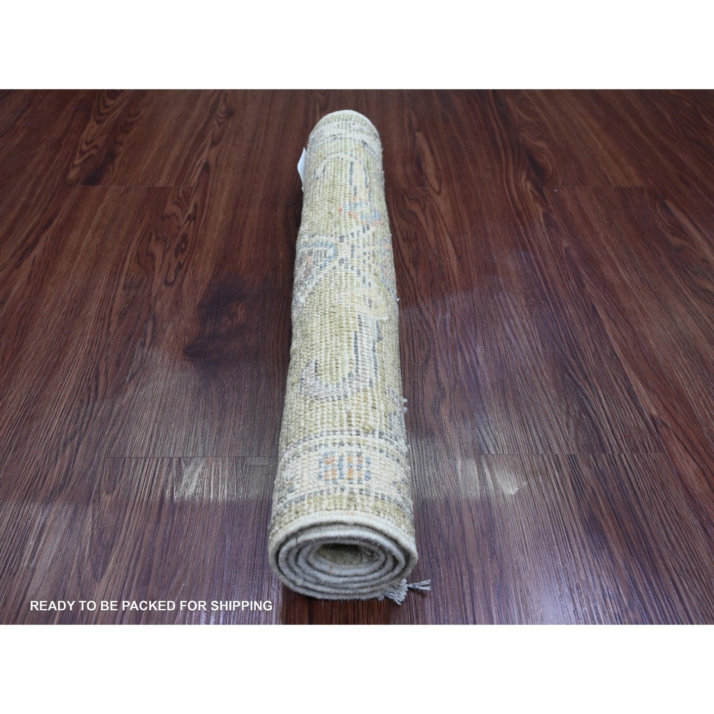 2'X3'2" Olive Green Hand Knotted Afghan Angora Oushak 100% Wool Mat Rug