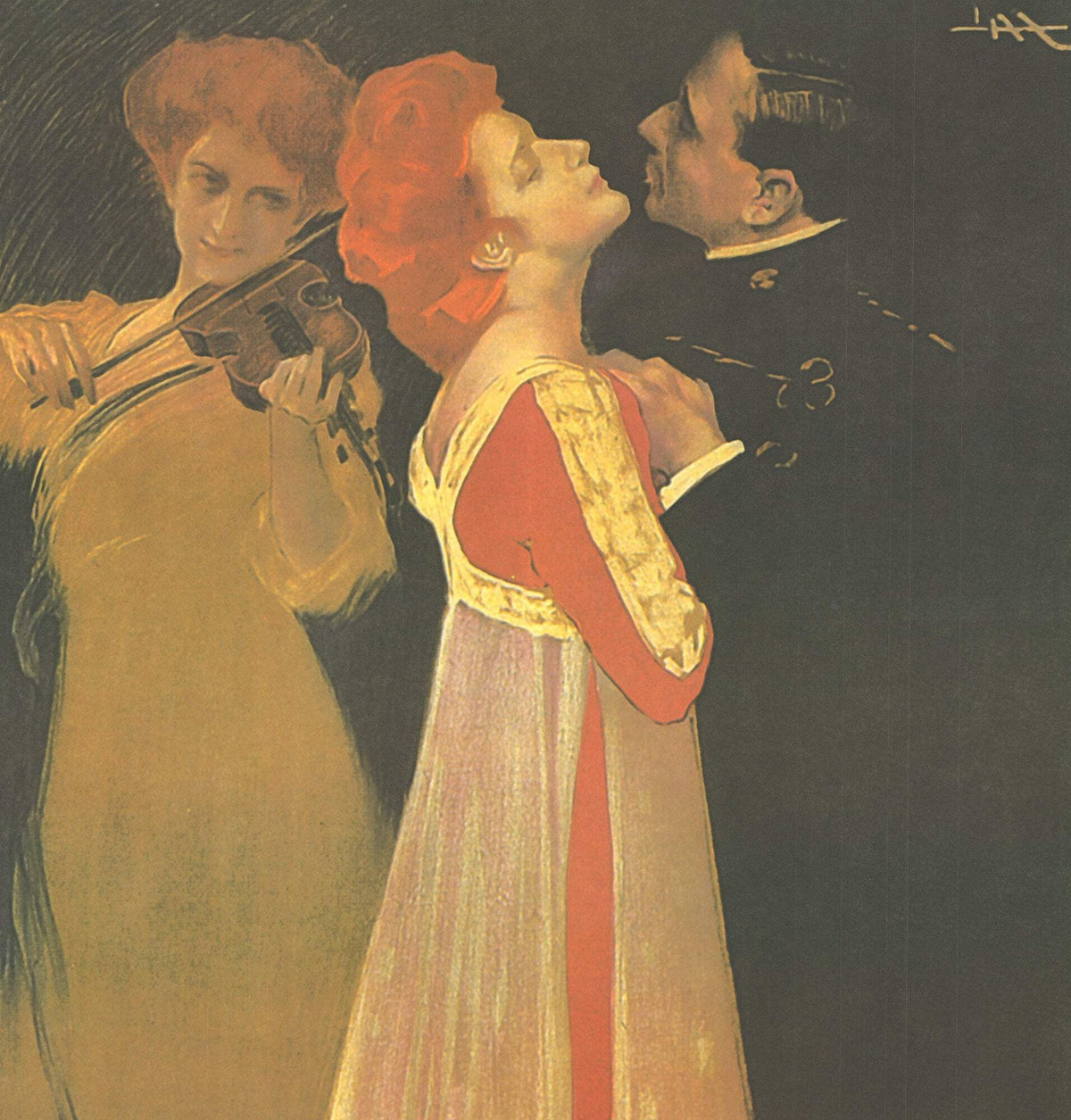 Metlicovitz Leopoldo Sogno d'un Valzer 50" x 25.75" Offset Lithograph Vintage