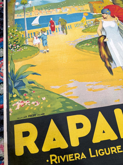 Rare Italian Travel Poster Rapallo By Natoli 1924 Original Litho Riviera