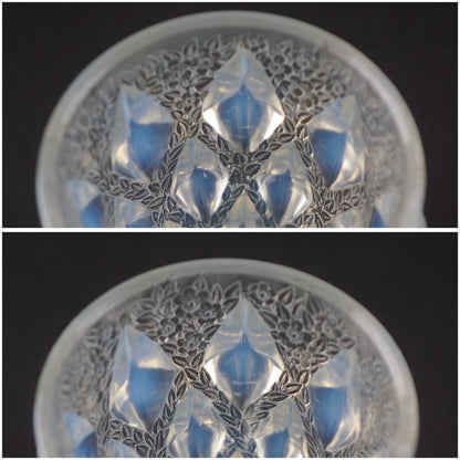 Rene Lalique Lampions Opalescent Glass Vase R. Lalique Signed W/ Box (1931)