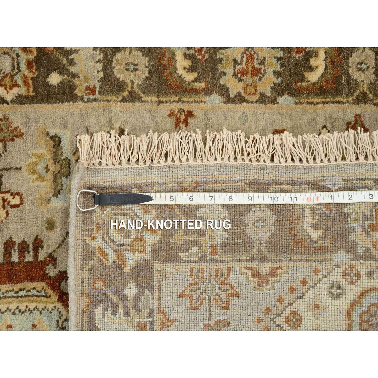 2'7"X12'1" Gray Karijihooz Design Hand Knotted Soft Wool Oriental Rug