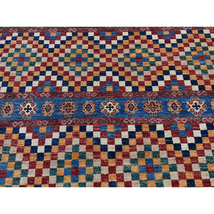 5'7"X8' Green Super Kazak Khorjin Design Hand Knotted Pure Wool Rug
