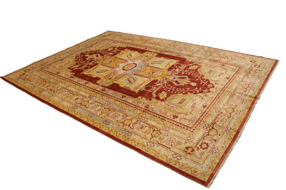 Antique-Washed Ziegler Rug Rusty Red Pakistani Handmade Wool Carpet 8'3X11'5 ft