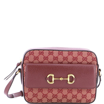 Gucci Horsebit 1955 Flap Pocket Camera Bag Gg Canvas And Leather Small