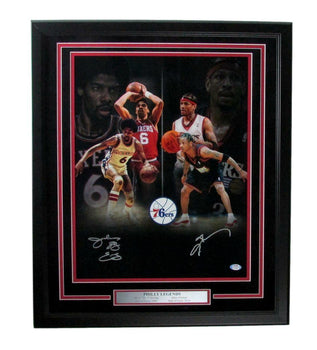 167665 Julius Erving/ Allen Iverson 76ers Dual-Signed 16x20 Photo Framed PSA/ DNA