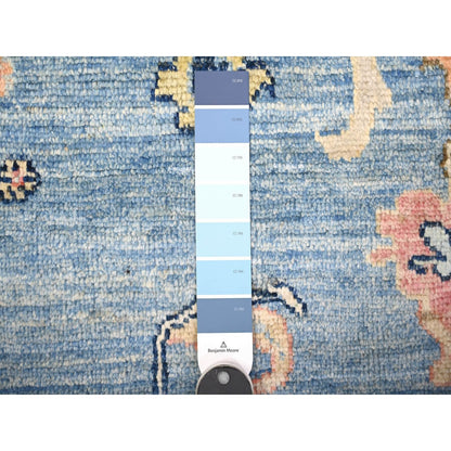 9'9"X13'5" Glaucous Blue Wool Afghan Angora Oushak Wool Hand Knotted Rug