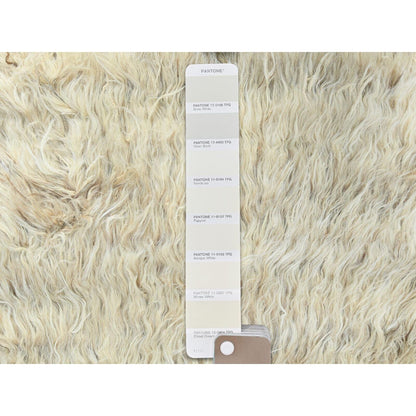 2'6"X10' Beige Wool Hand Knotted Shaggy Moroccan Oriental Runner Rug