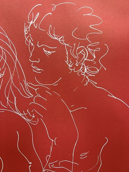 150 Hans Erni Orange Moon and Two Figures Signed Original Lithograph Print 42/