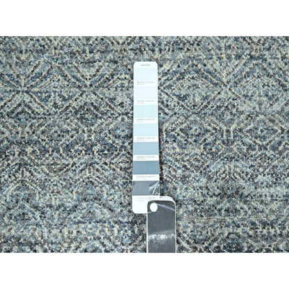 9'X11'10" Silver Blue Kohinoor Herat Diamond Design Wool Hand Knotted Rug